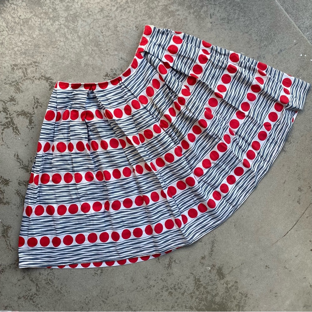 Red Polka Dot Striped A-Line Skirt - Women